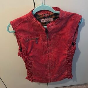 MONTANA CO. Red Vest- faux leather- size M